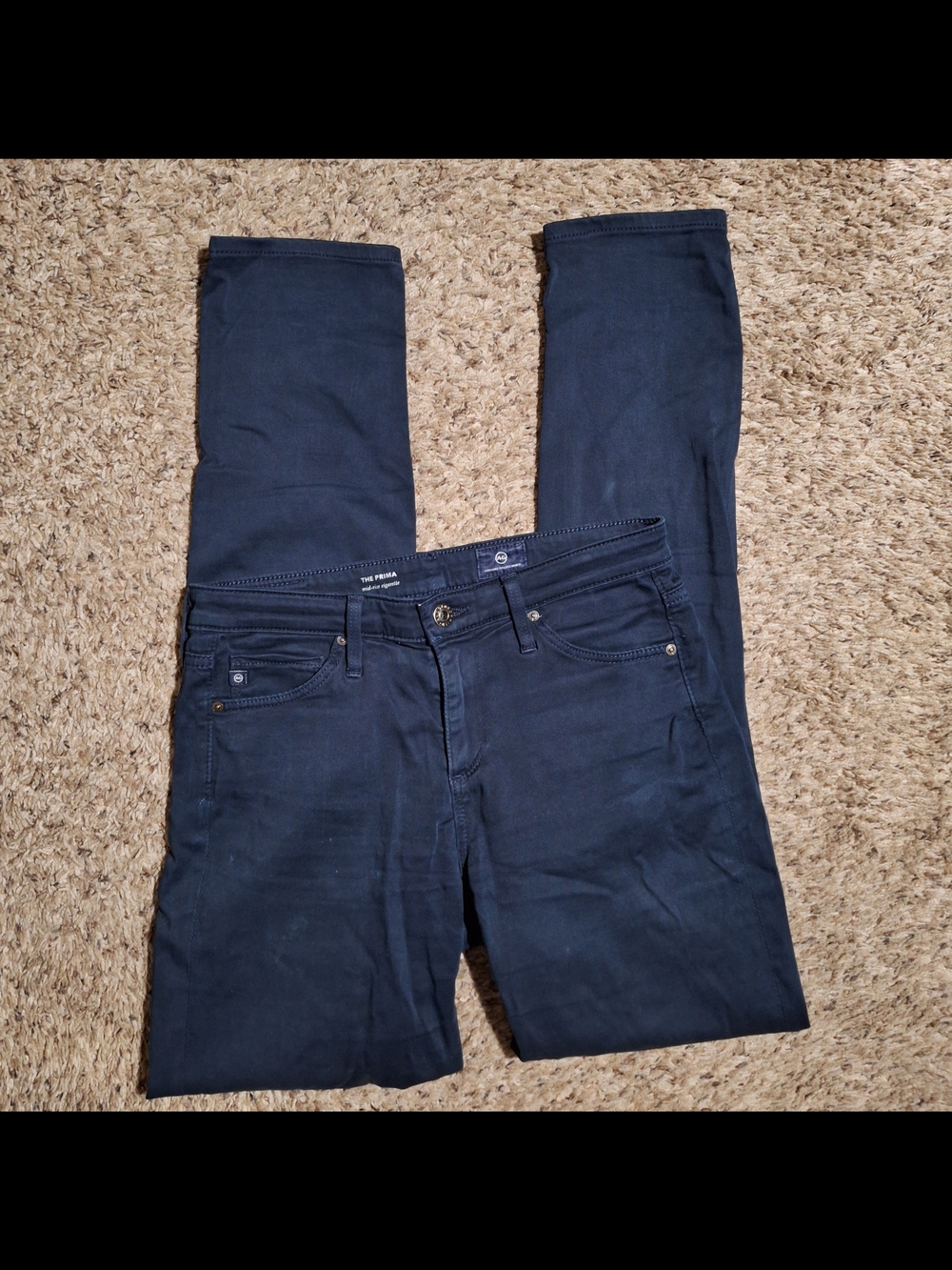 AG Adriano Goldschmied The Prima Mid Rise Cigarette Jeans Navy Blue 25R